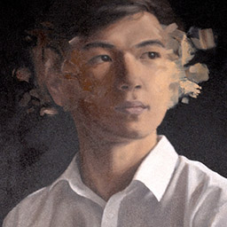 Portrait of a boy with the edges of his face faded out to the side