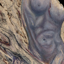 close up abstract of torso in blue and purple tones