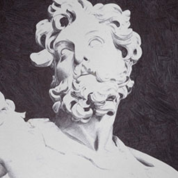 classical Greek male sculpture in white