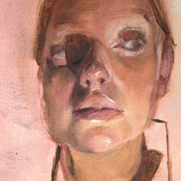 abstract grainy portrait of a woman in neutral and pink tones