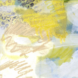 Abstract peach, yellow and blue painting