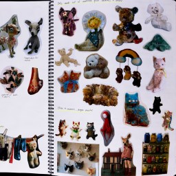 Visual arts diary with inspiration images of toys.
