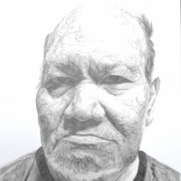 Graphite portrait of an elderly man frowning