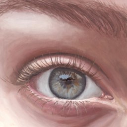 Realistic painting of a green eye 